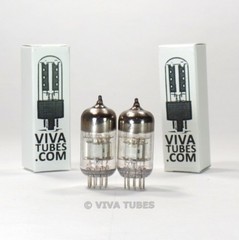 NOS Matched Pair Soviet Voskhod Rocket 6N2P-EV / EB SILVER SHIELD Vacuum Tubes