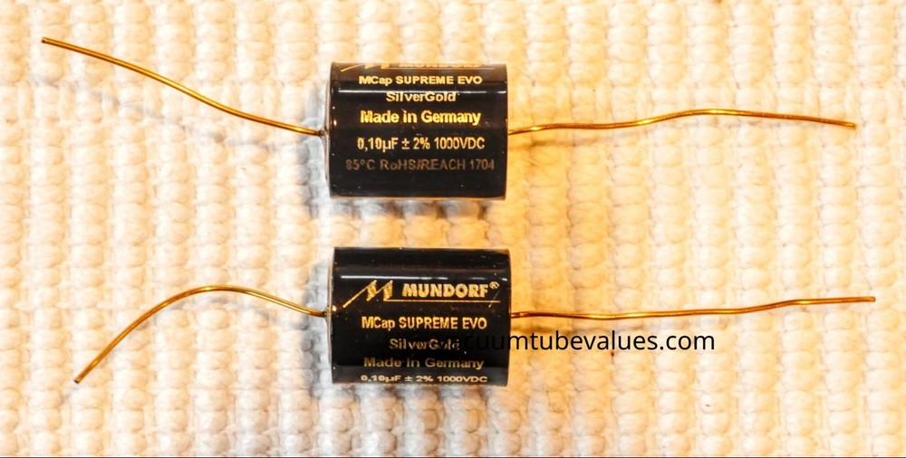 TWO Mundorf MCap 1000 VDC SUPREME EVO Silver Gold Cap Capacitor .1uf 0.1 .1 uf