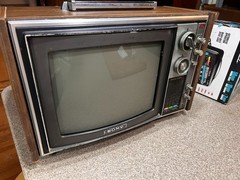 Vintage Sony Trinitron Colored Box Tube Television KV 1212 Brown Wood Silver