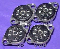 Four NOS 7 pin Miniature Vacuum Tube Sockets for 6AQ5, 6AU6, 12BA6, 12BE6, etc