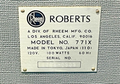 Vintage Roberts 771X Reel to Reel Recorder/player *Cut Power Cord* Power Tested