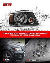 Headlight Assembly Black Housing Replacement Black-Amber/2004-2008 F150