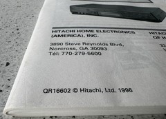 Hitachi VT-FX624A Video Cassette Recorder Owners Manual Great Shape!!