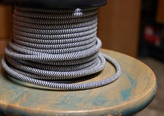 ZigZag Black/White Cloth Covered 3-Wire Round Cord, 18ga Vtg Chevron Lamp Lights