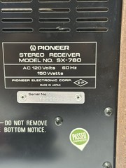 PIONEER SX-780 VINTAGE AM/FM STEREO RECEIVER (please See Pics)