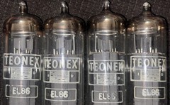 EL86/6CW5 NIB NOS Factory Date Matched Quad Teonex Valves England Boxes Tubes