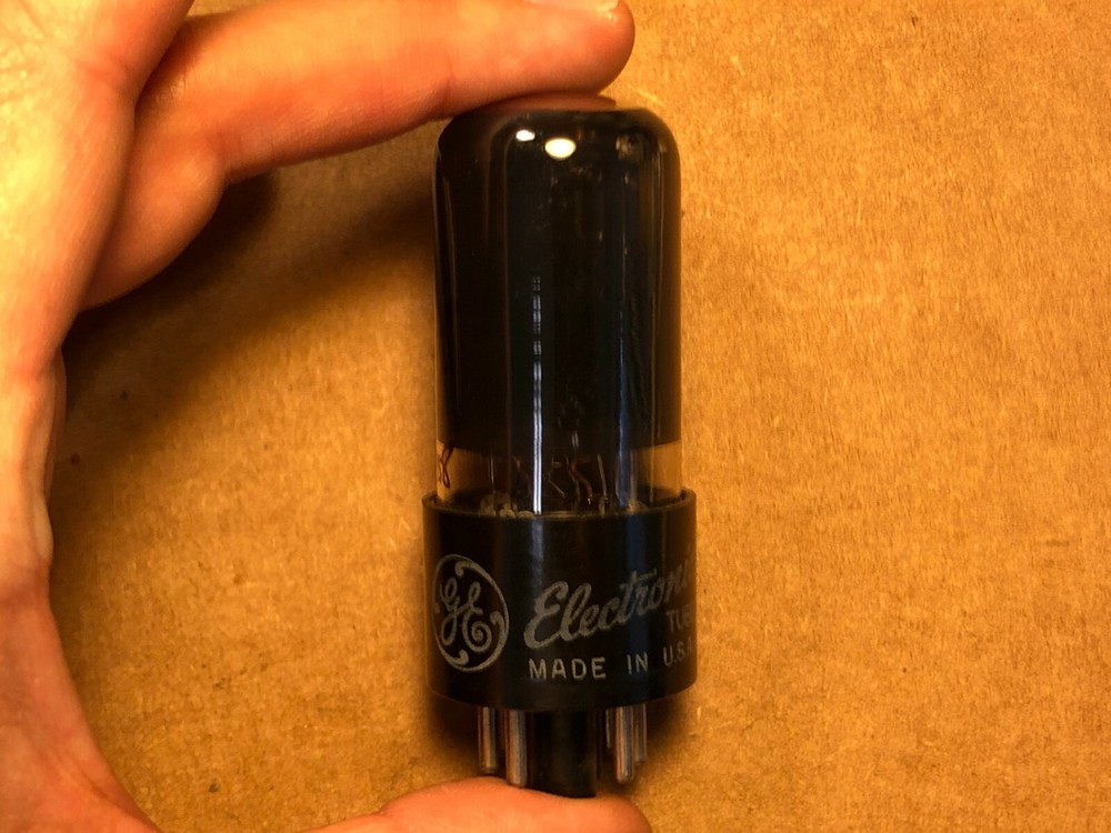 Vintage 1949 GE 25L6GT Output Tube Tests Good Black Glass