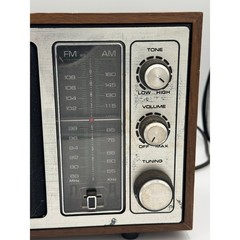 Vintage General Electric GE AM FM Radio Walnut Grain Wood Model 7-4145A MCM