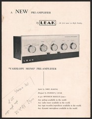 Leak Varislope Mono Amplifier Promotional brochure, English