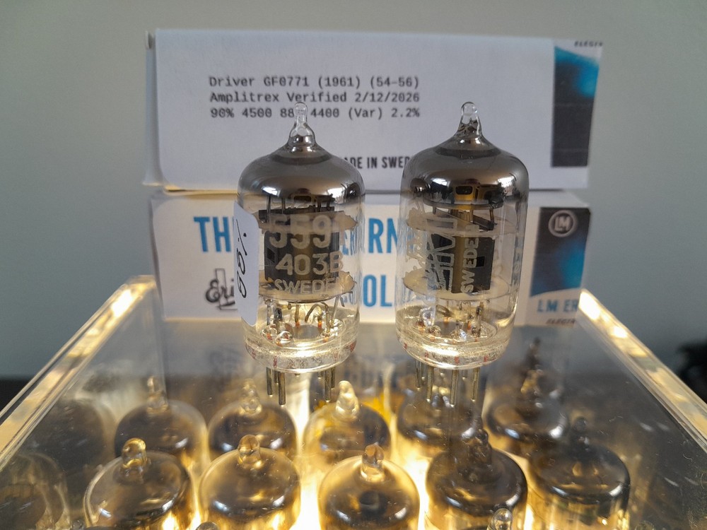LM Ericsson 5591 403B NOS Tubes – ELITE PAIR – Amplitrex 4500Gm/90% – 1961