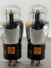 (2) Sylvania Philco Type 45 Tubes Black Plates Foil Getters 1936 Tests NOS