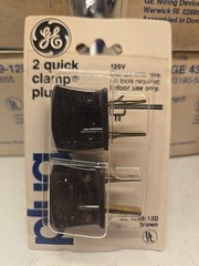 2pcs NOS GE 2-PRONG Electric Cord Plug End GE4399-12D 125V QUICK CLAMP PLUG LT21