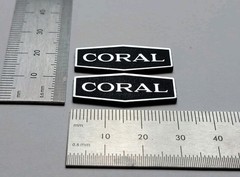 Coral Speaker Badge Logo Emblem Premium Silver Pair With Self Stick Adhesive