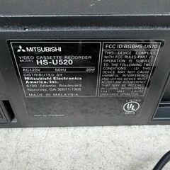 Mitsubishi HS-U520 VHS Hi-Fi Stereo Video Cassette Recorder VCR Tested No Remote
