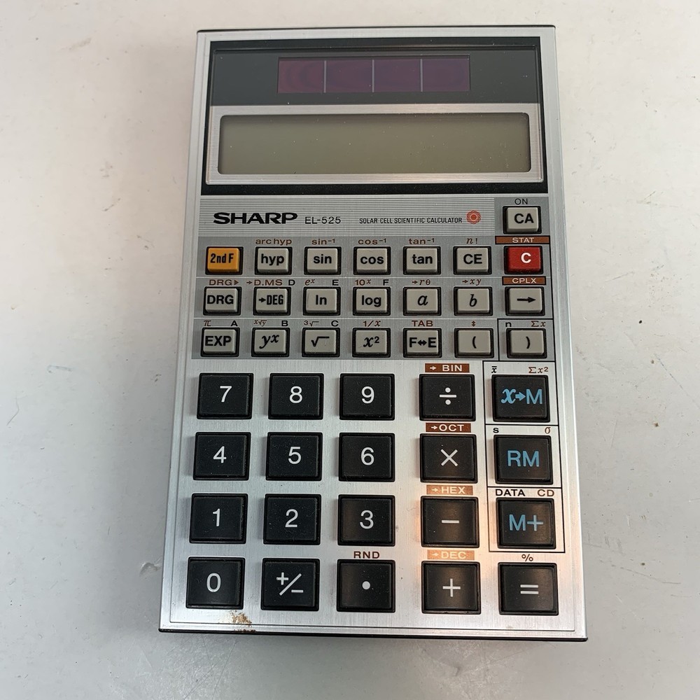 Sharp EL-525 Solar Cell Scientific Calculator Tested Working Vintage Japan