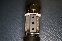 SYLVANIA 6CA7 / EL34 TUBE / FAT BOTTLE SOLID OO GETTER / BROKEN GUIDE PIN
