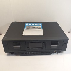 Collectible Black Vintage Stereo Philips 900 Series Double Cassette Tape FC 910