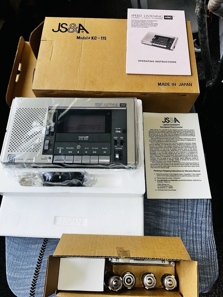 JS&A K-115 VSC Speed Listening Deluxe Cassette Recorder Player Brand New JAPAN