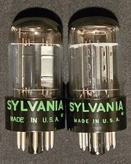 SYLVANIA 6SN7 GTB TUBE 1951 CHROME TOPPED HALO BLACK PLATES MATCHING SET