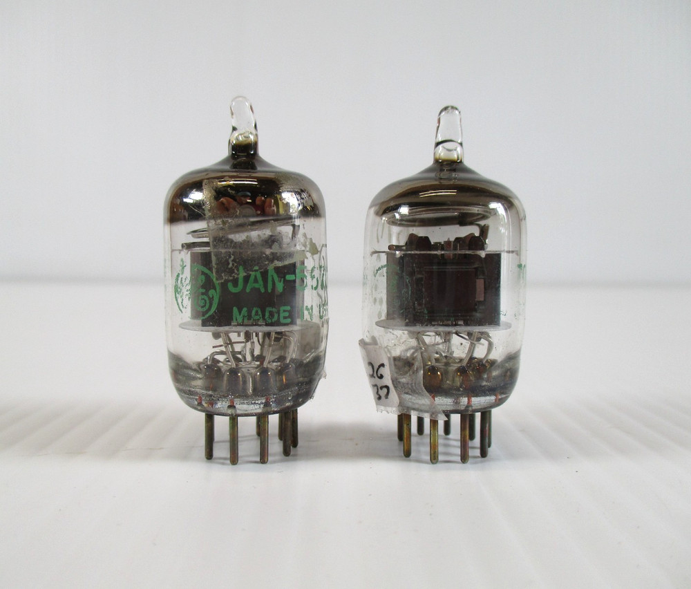 Pair GE JAN 5670W Vacuum Tubes Black Plate Foil Getter TV-7 Tested Strong