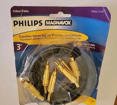 ​New Philips Magnavox 3ft Stereo RCA Audio Cable Gold Plated PM61109 Vintage NOS