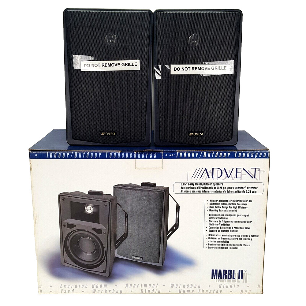 Advent Marbl II Speakers Weather Resistant For Indoor/Outdoor, Mounting Brackets