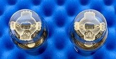 TWO National Union NX-45 Tubes 45 / Tested +100% / Engraved 1930’s Cup Getter