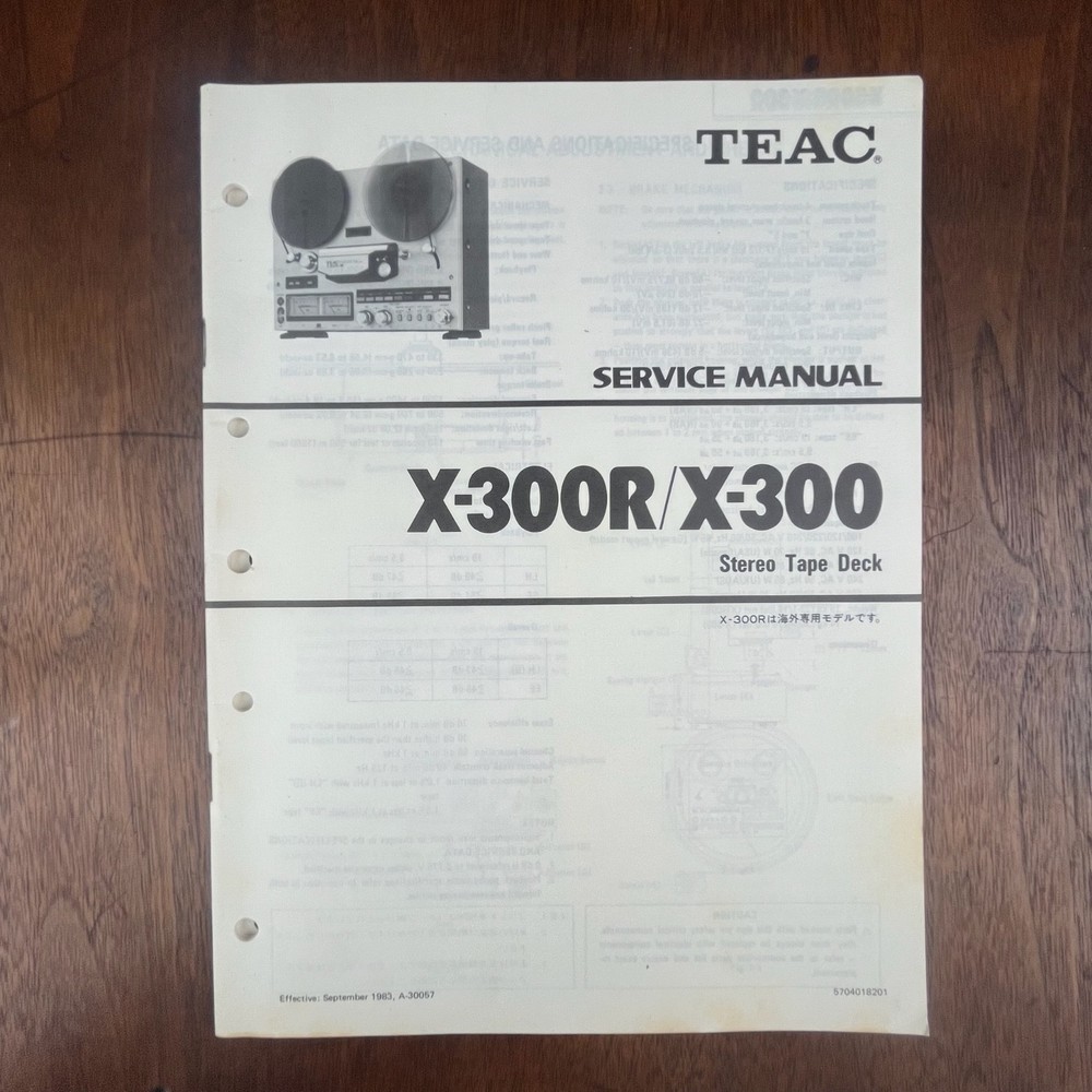 VINTAGE TEAC X-300R/X-300 STEREO TAPE DECK SERVICE MANUAL