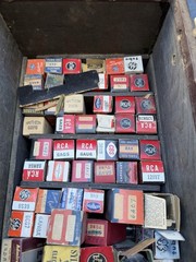 Vintage Assorted Vacuum Tubes Lot Sylvania RCA GE Philco With RCA tube caddy