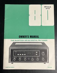 Vintage Original McIntosh MR80 Digital FM Tuner Manual, NEW