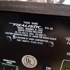 Realistic STA-85 AM/FM Stereo Receiver Vintage 1970’s Black Face PLS READ!