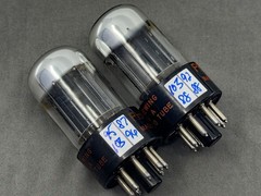 (2) Sylvania Philco 6SN7GTB Tubes Chrome Dome 3 Hole Black Plate Test Strong