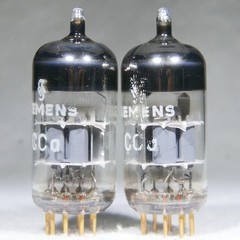 Matched Pair Siemens CCa (=E88CC/6922) A-Frame Getter Gold Pin Germany 1973