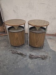 Vintage Pair Zenith Circle of Sound Speakers Wood Grain Round Retro Omni WORKING