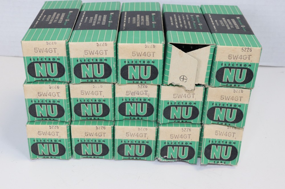 QTY 15 – NU NATIONAL UNION – 5W4 GT – VACUUM TUBES – SAME DATE CODES – NOS