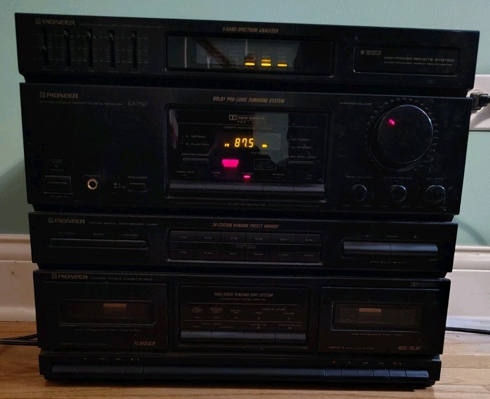 Vintage Pioneer RX-750 Stereo System Dual Cassette Deck, Radio & Equalizer Rare