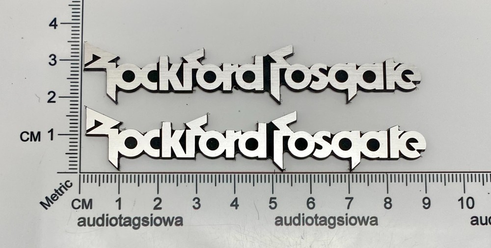Rockford Fosgate Speaker Badge Logo Emblem Pair Custom Incised Acrylic