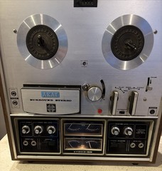 Akai 1730D-SS Quad Reel to Reel w/ Wood Case – Powers On – Spins Needs Service