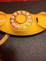 Vintage Genie Space Age Phone Push Button Cream Brown MCM USA Works + 15’ Cord