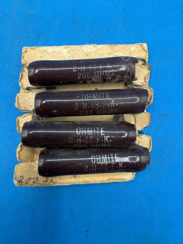 Lot of 4 Ohmite 200 Ohm Vintage Wirewound 2848FK Power Resistors RE