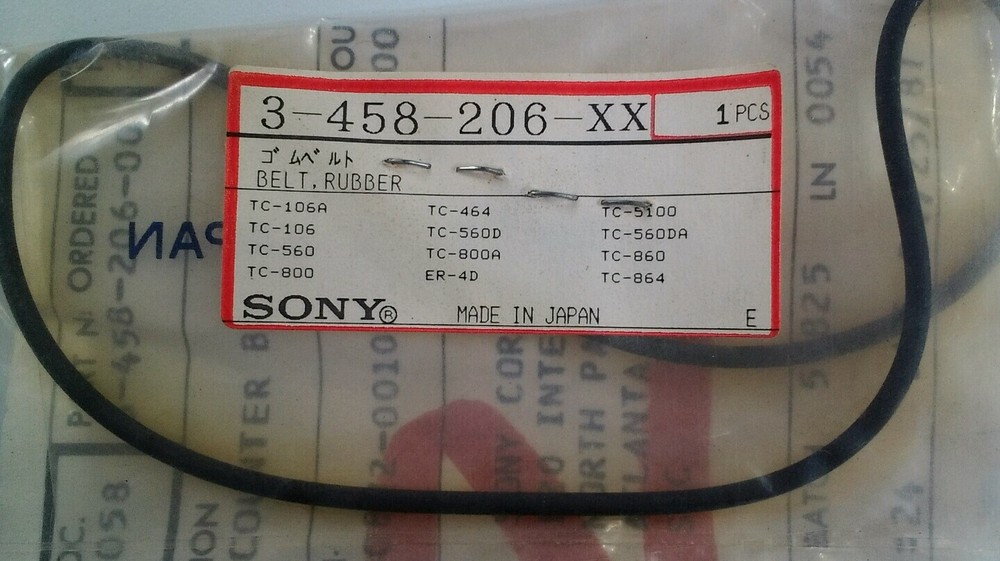 Sony 3-458-206-00 Tape Counter Belt OEM Japan Vtg 1987 Rare NOS Rubber