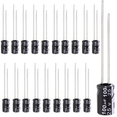 Tnisesm 20Pcs 100UF 25V Electrolytic Capacitor 100 UF MFD 25 Volt with Aluminum