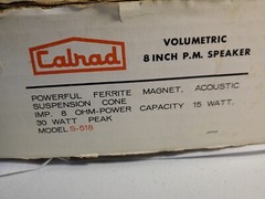 Vintage NOS CALRAD S-518 8″ Volumetric P.M. Speaker 8 OHM 15W Japan OG BOX