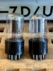 Pair of Early 1950’s BRIMAR 6SL7GT Vacuum Tubes D Getters Closely Matched CV1985