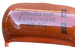NOS Vintage Capacitor Sprague 220P +10%-400DC- Orange Brown Drop (Lot of 5)