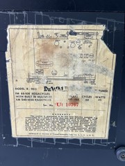Rare DeWald Model R-1103 Tube Amplifier – Untested