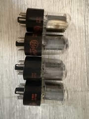 NOS Matched Quad GE 6SN7 GTB Red Label Side Getters OLD STOCK 60s