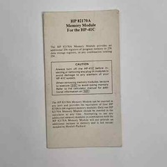 Memory Module Quick Reference Guide For Hewlett Packard HP-41CV Calculator