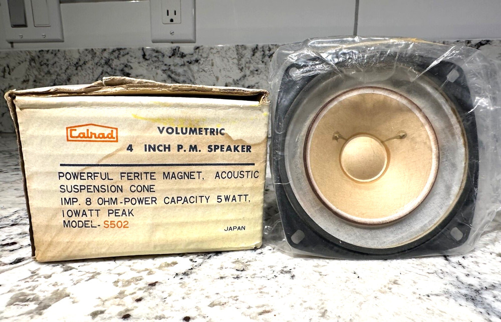 CALRAD S502 5 Watt 8 ohm 4″ Speaker/Tweeter Vintage Radio NOS Made in Japan IOB