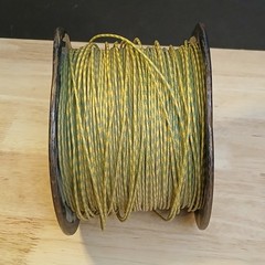 Near Full Roll Western Electric 20 Gauge Cloth Covered Wire Green Yellow Stripe